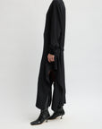 4 PLY SILK LONG SLEEVE DRESS WITH RUFFLE DETAIL