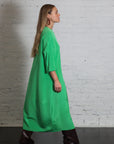 4 Ply Silk Long Sleeve Cocoon Dress in Green by Tibi-Dresses-Tibi-Idlewild