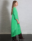 4 Ply Silk Long Sleeve Cocoon Dress in Green by Tibi-Dresses-Tibi-Idlewild