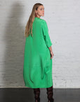 4 Ply Silk Long Sleeve Cocoon Dress in Green by Tibi-Dresses-Tibi-Idlewild