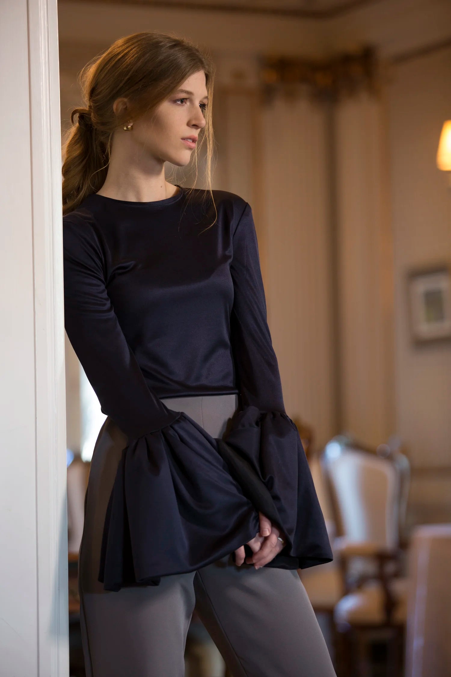 Silk Jersey Top in Night by Calle Evans