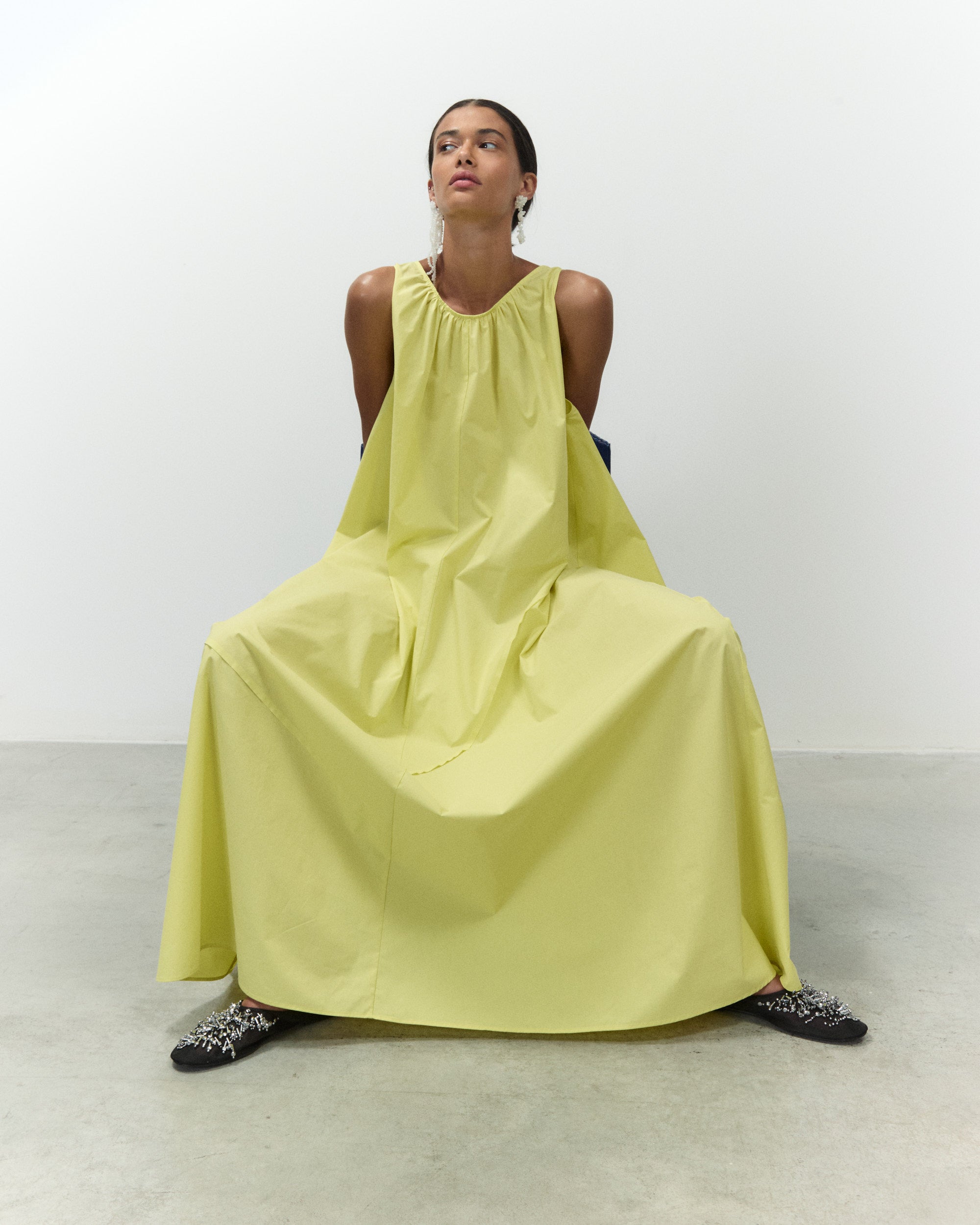 Abito Lungo Arric. in Limone by Alysi-Dresses-Alysi-Idlewild