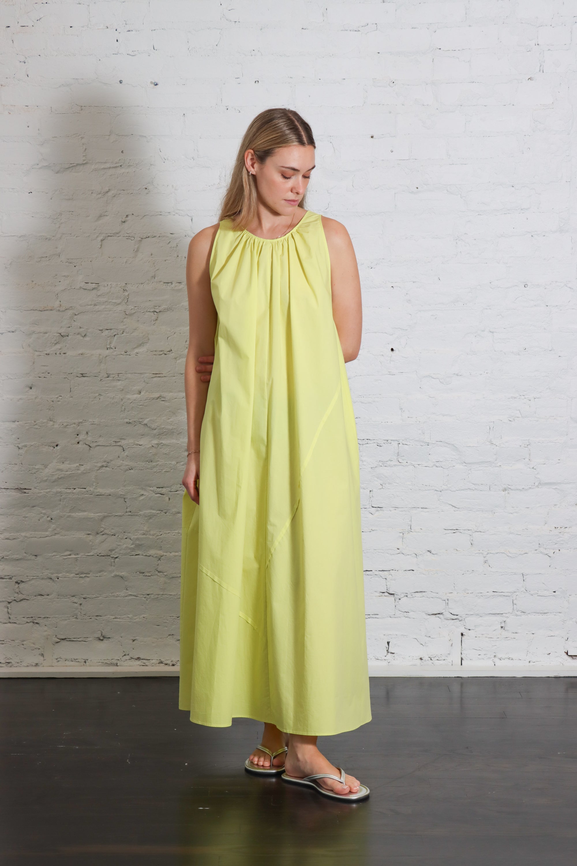 Abito Lungo Arric. in Limone by Alysi-Dresses-Alysi-Idlewild