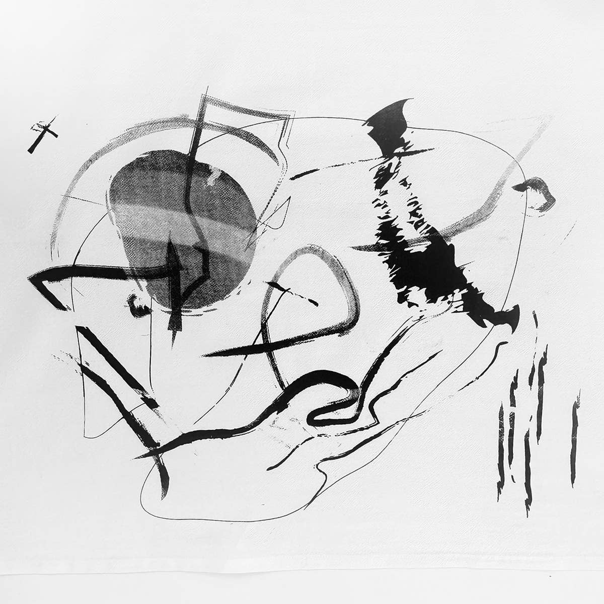 Abstract Design Tea Towel in Black and Unbleached Cotton by Gifthorse Handmade-GIFTHORSE HANDMADE-Idlewild