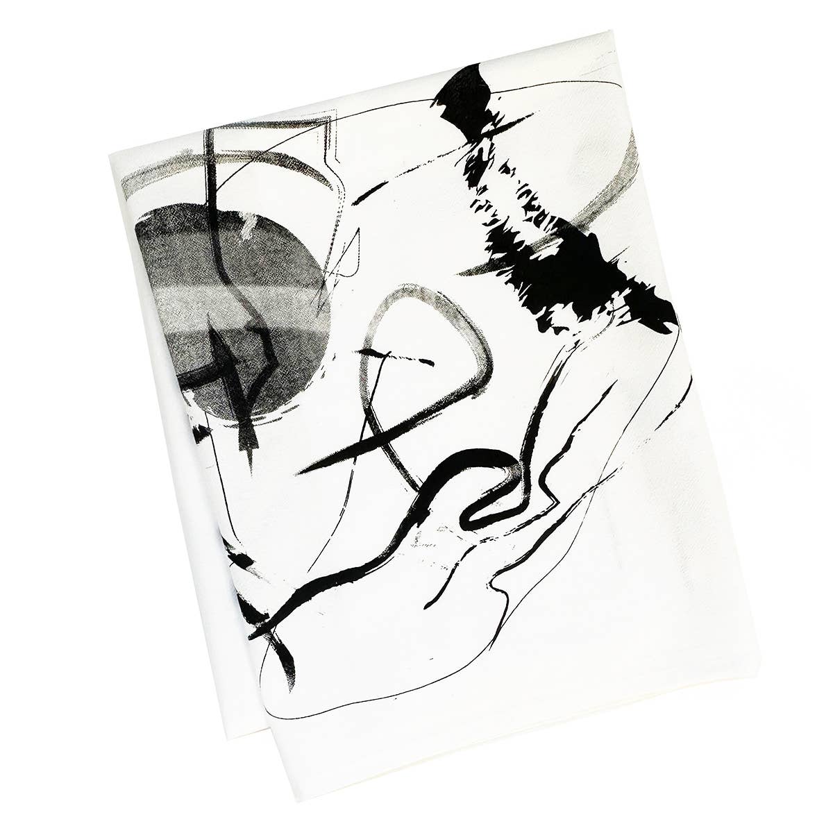 Abstract Design Tea Towel in Black and Unbleached Cotton by Gifthorse Handmade-GIFTHORSE HANDMADE-Idlewild