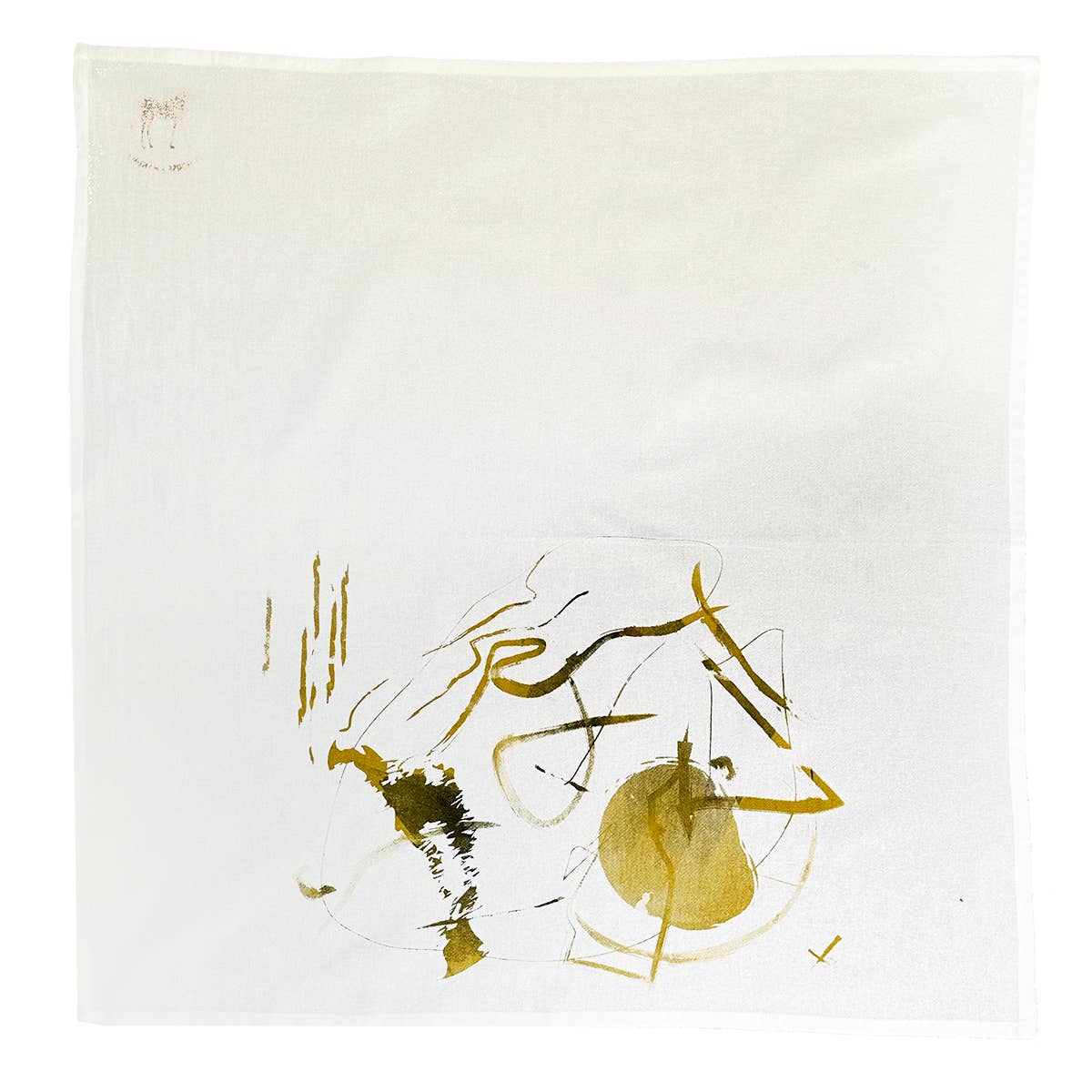 Abstract Design Tea Towel in Black and Unbleached Cotton by Gifthorse Handmade-GIFTHORSE HANDMADE-Idlewild