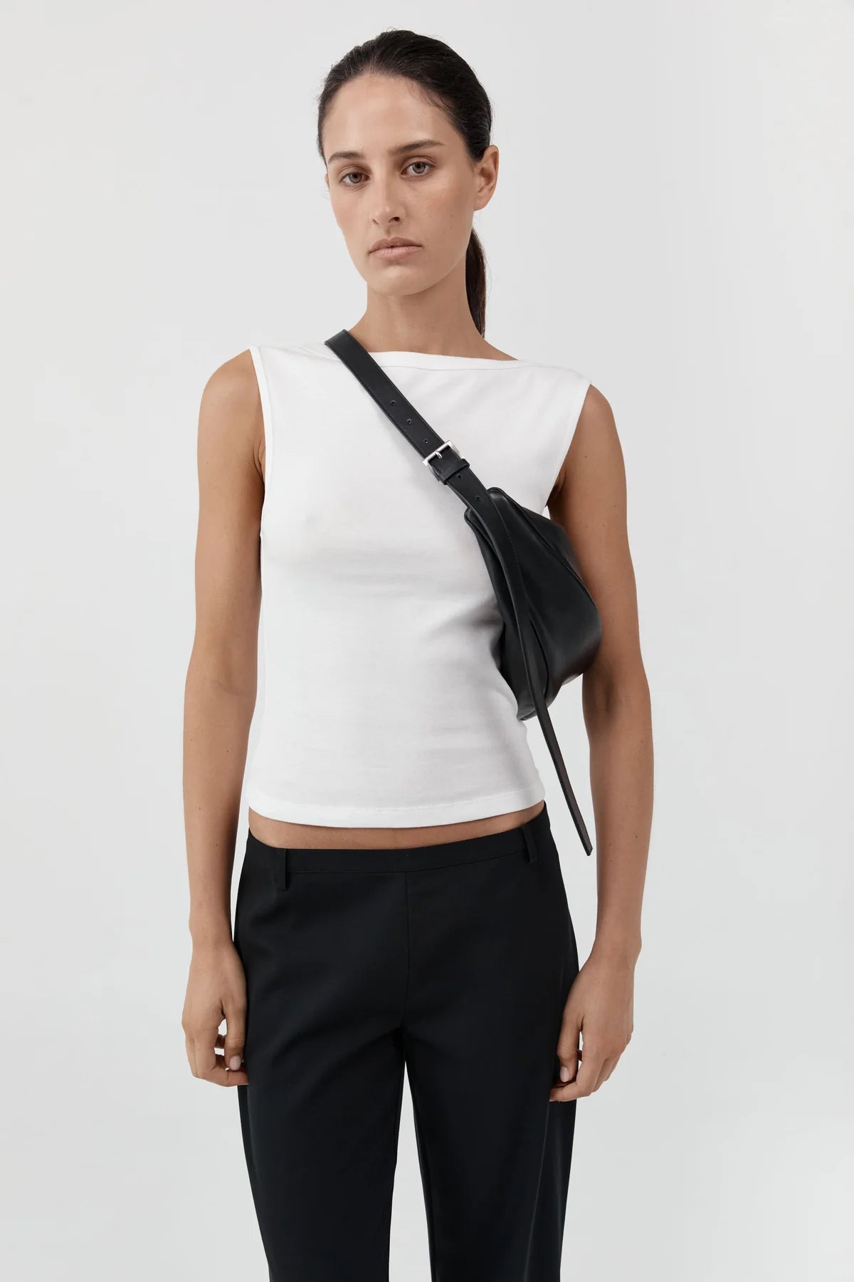 Adjustable Slim Crescent Bag in Black by St. Agni-St. Agni-Idlewild-Cincinnati