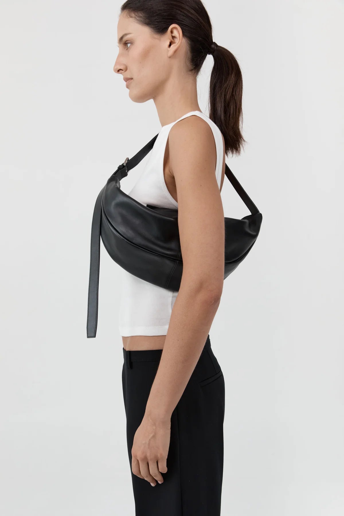 Adjustable Slim Crescent Bag in Black by St. Agni-St. Agni-Idlewild-Cincinnati