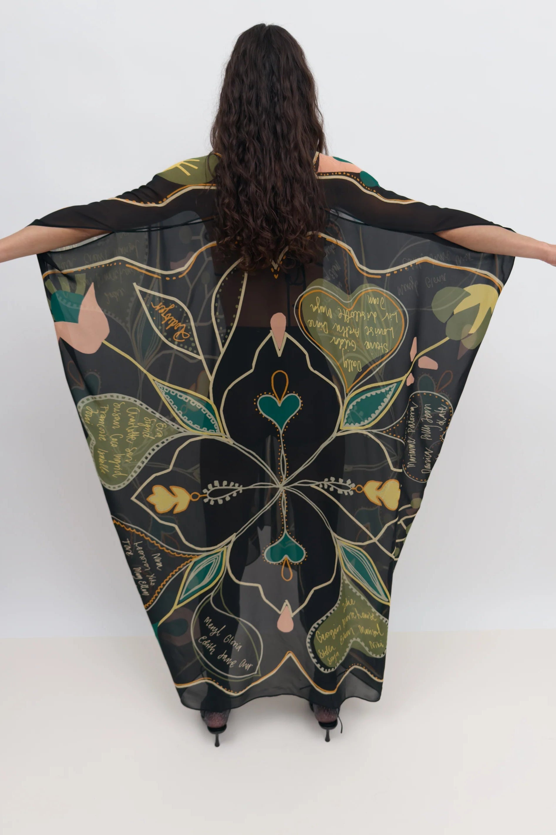 Agave Love Letter Caftan in Black by Rodebjer - Idlewild
