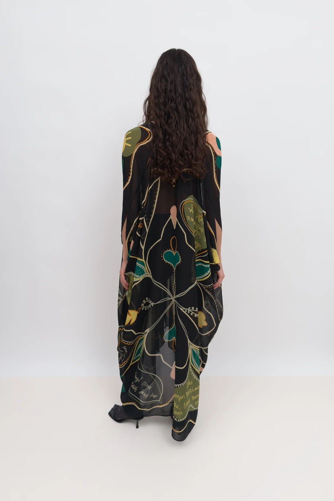 Agave Love Letter Caftan in Black by Rodebjer - Idlewild