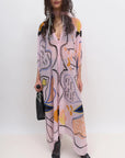 Agave Love Letter Caftan in Clouds Pink by Rodebjer - Idlewild