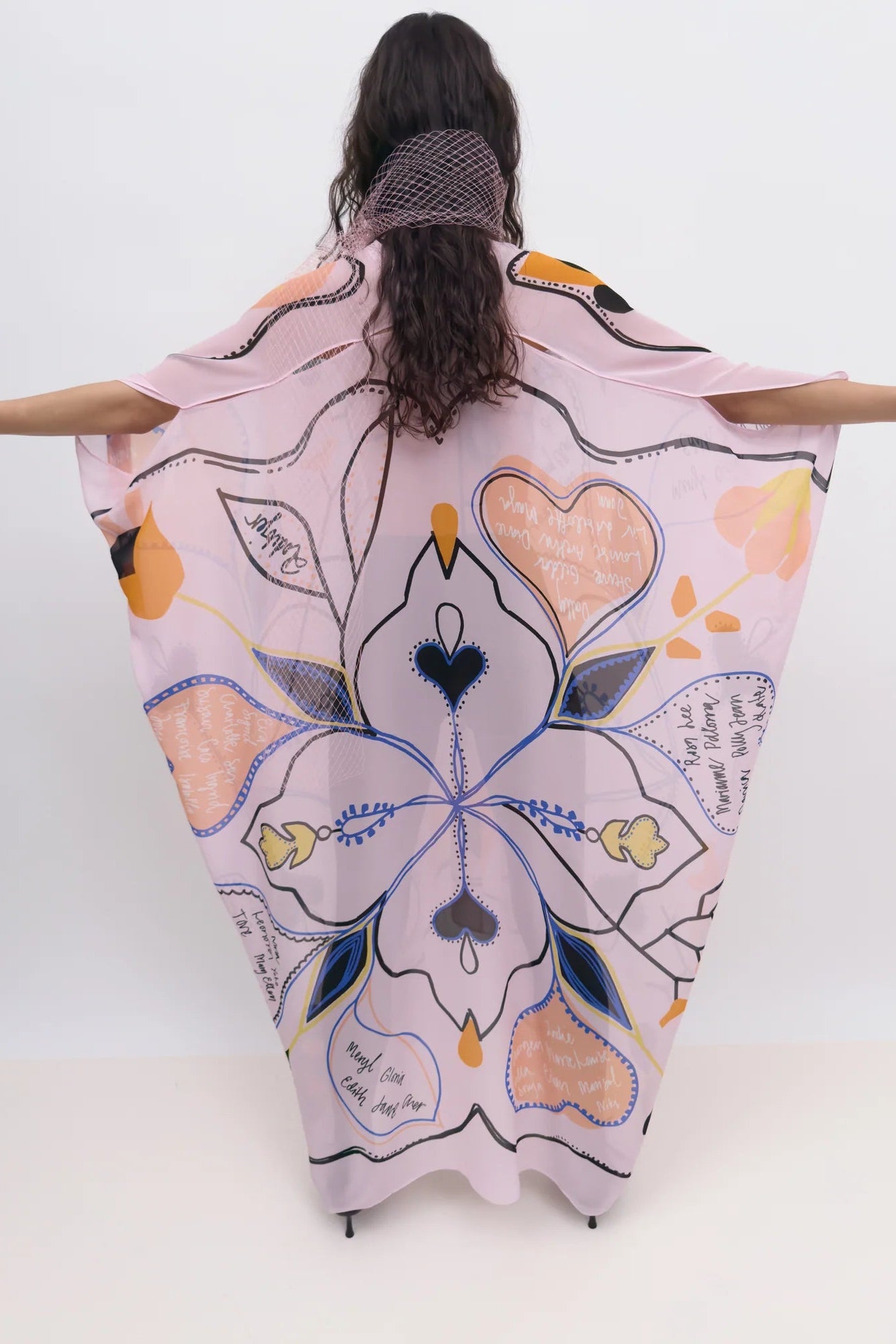 Agave Love Letter Caftan in Clouds Pink by Rodebjer - Idlewild