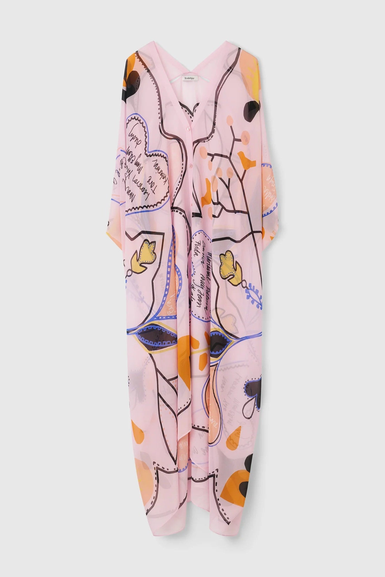 Agave Love Letter Caftan in Clouds Pink by Rodebjer - Idlewild