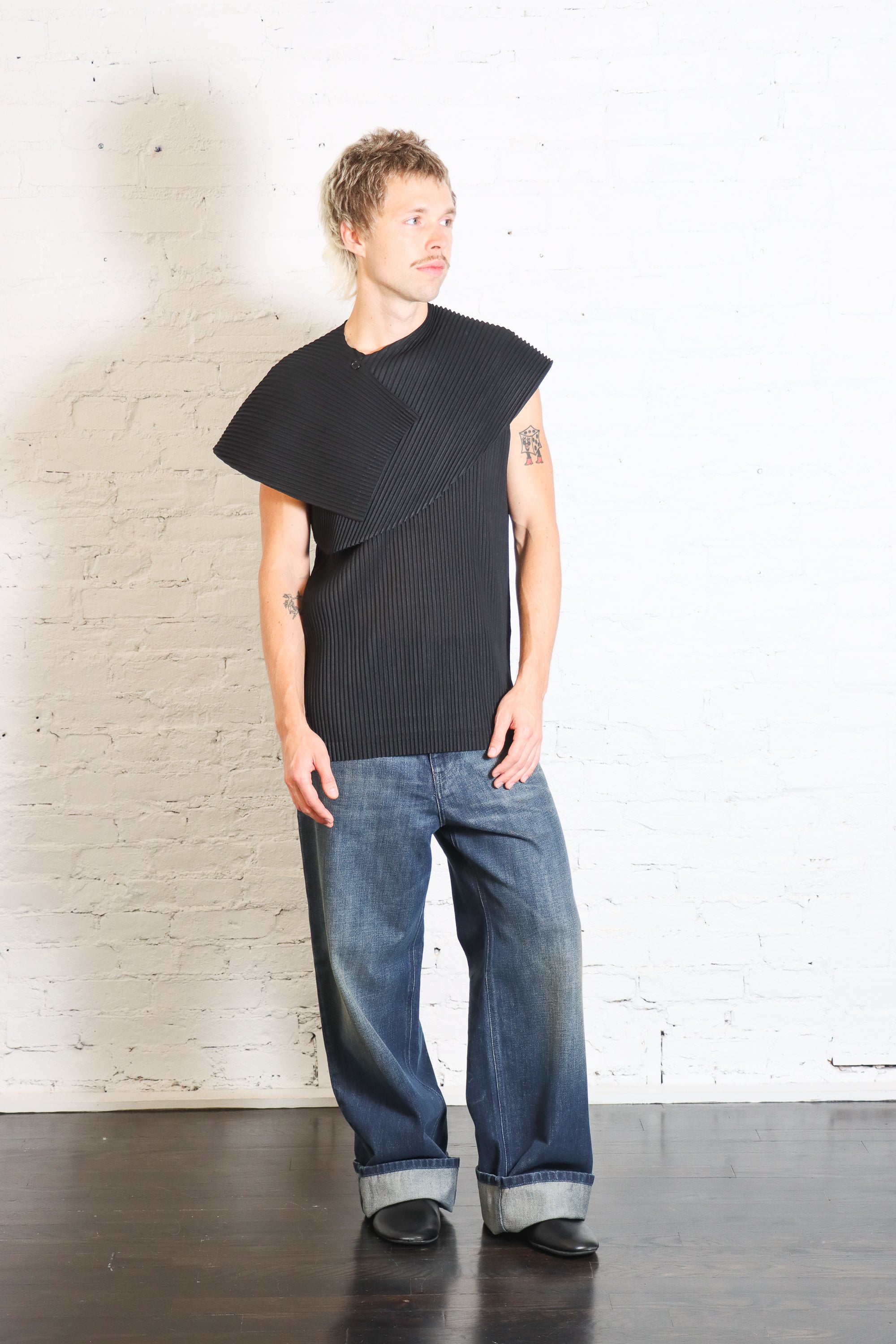 HOMME PLISSÉ ISSEY MIYAKE AGAVE MESH Agave Mesh Vest in Black by Homme Plissé Issey Miyake