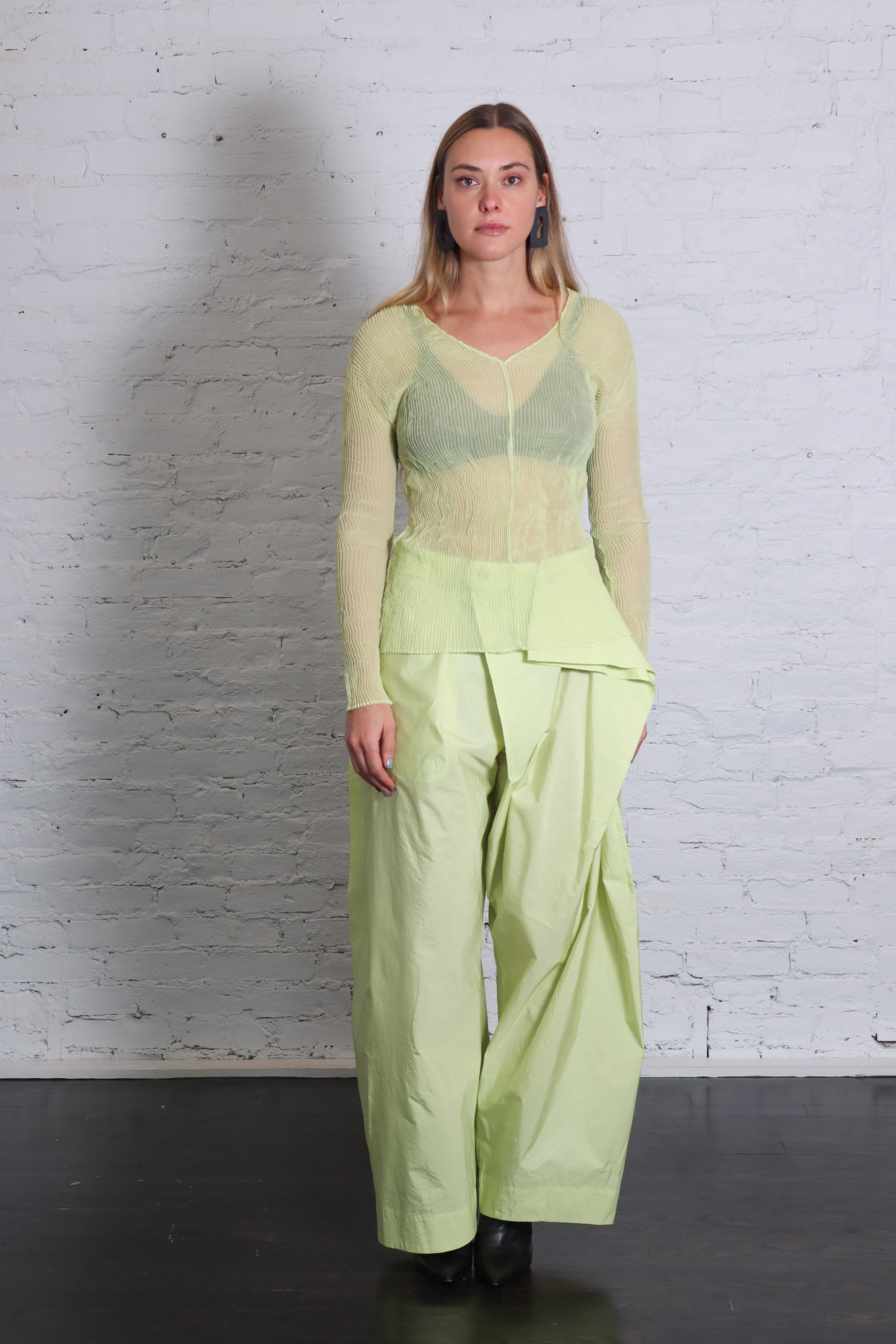 Akimbo Pants in Light Green by Issey Miyake-Bottoms-Issey Miyake-Idlewild
