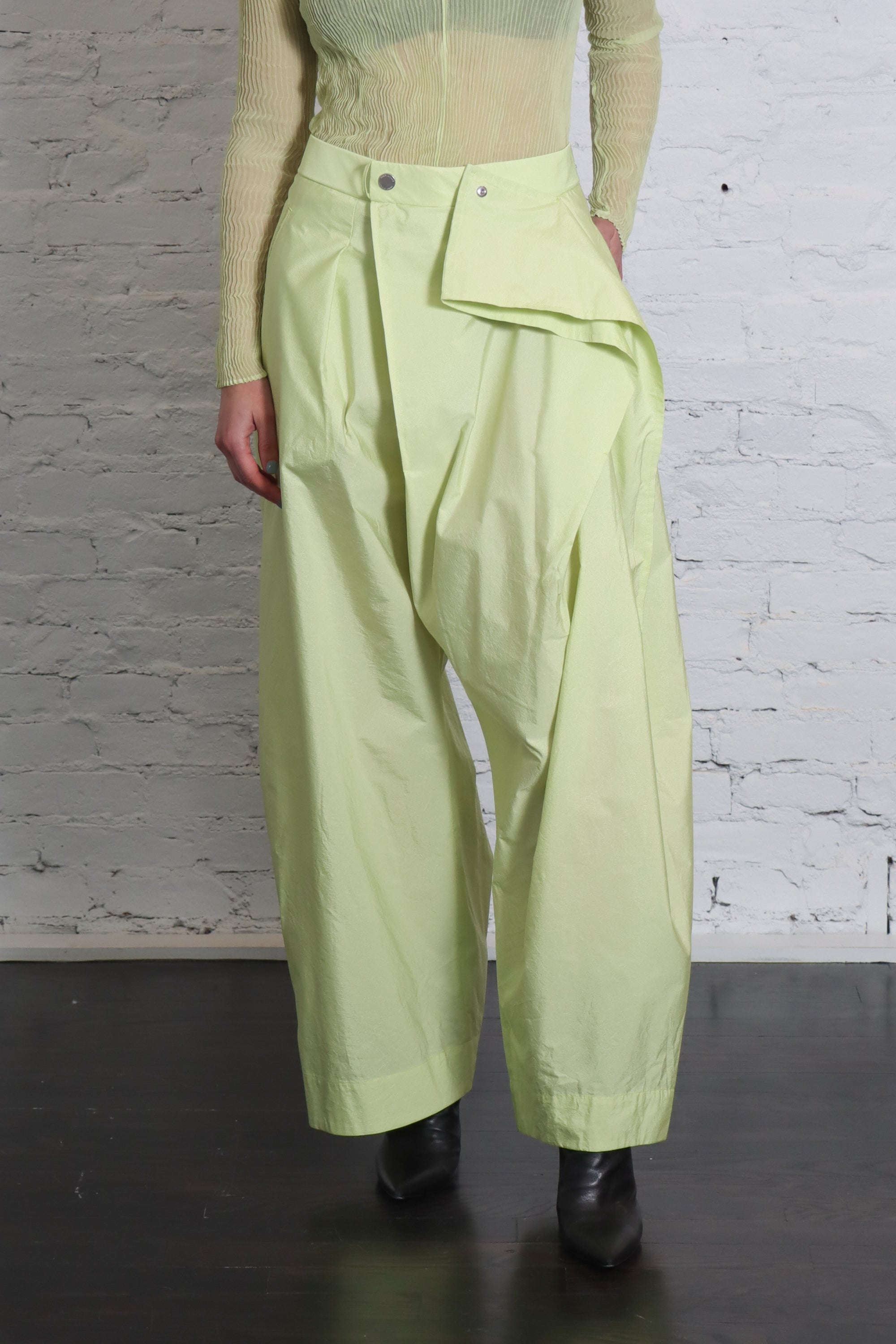 Akimbo Pants in Light Green by Issey Miyake-Bottoms-Issey Miyake-Idlewild