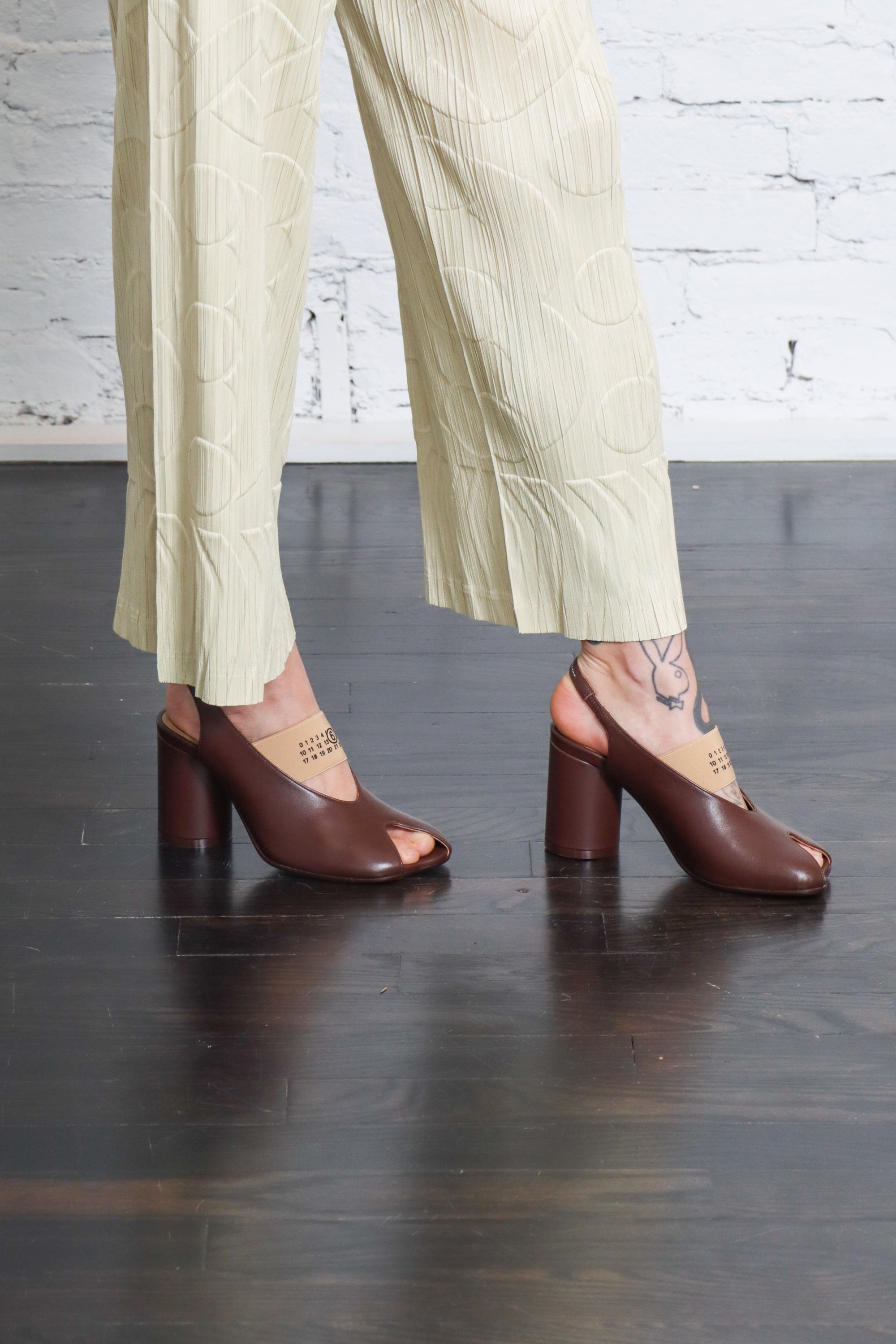 Anatomic Numeric Slingback in Brown by MM6 Maison Margiela
