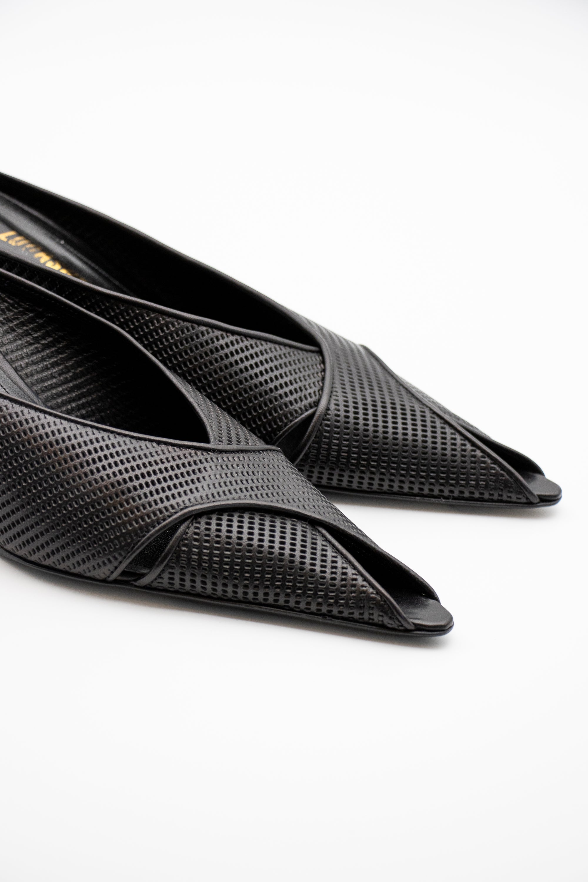 Angel Wedge in Perforated Black by Lucasheva-Lucasheva-Idlewild-Cincinnati
