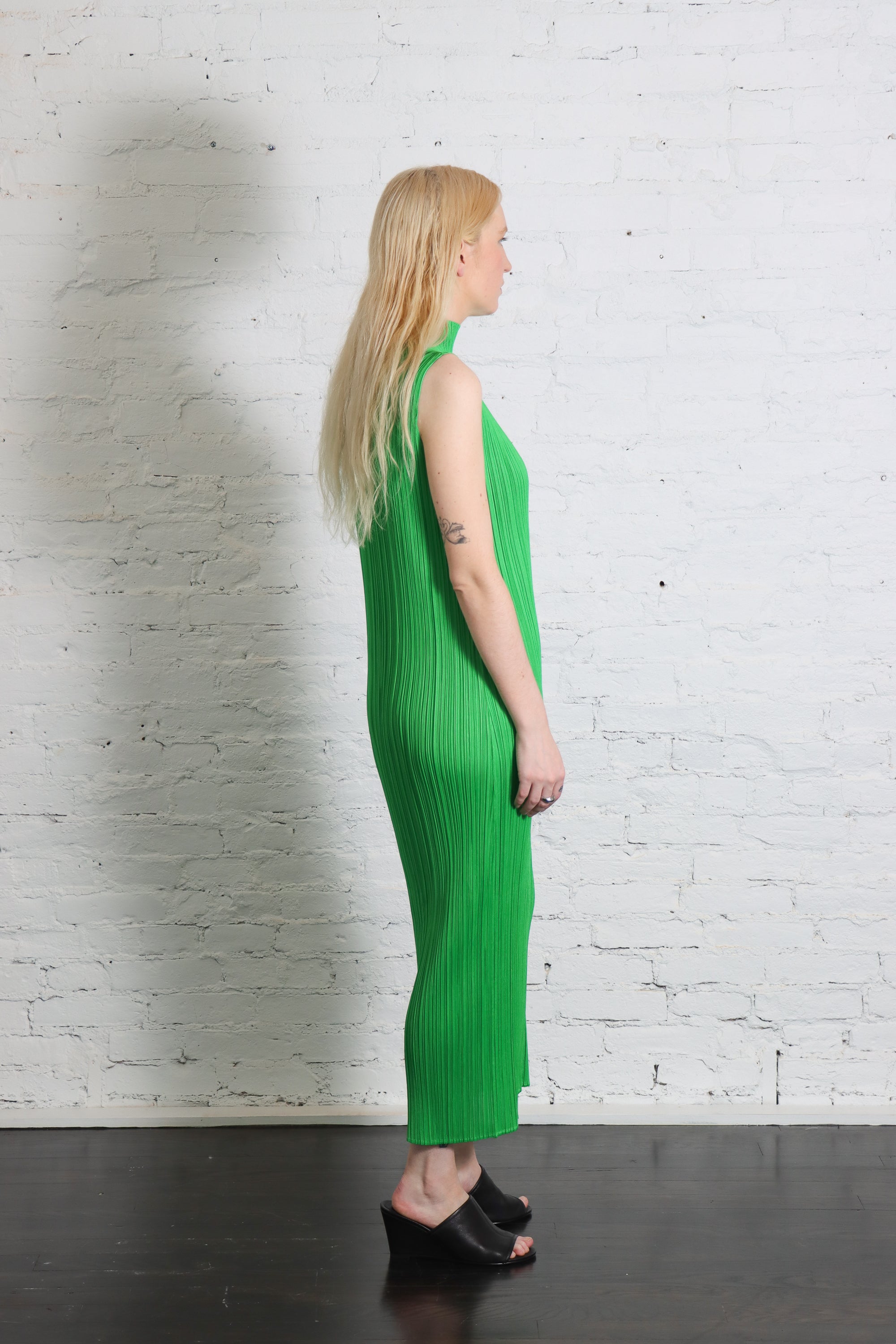 April Monthly Colors Dress in Green by Pleats Please Issey Miyake