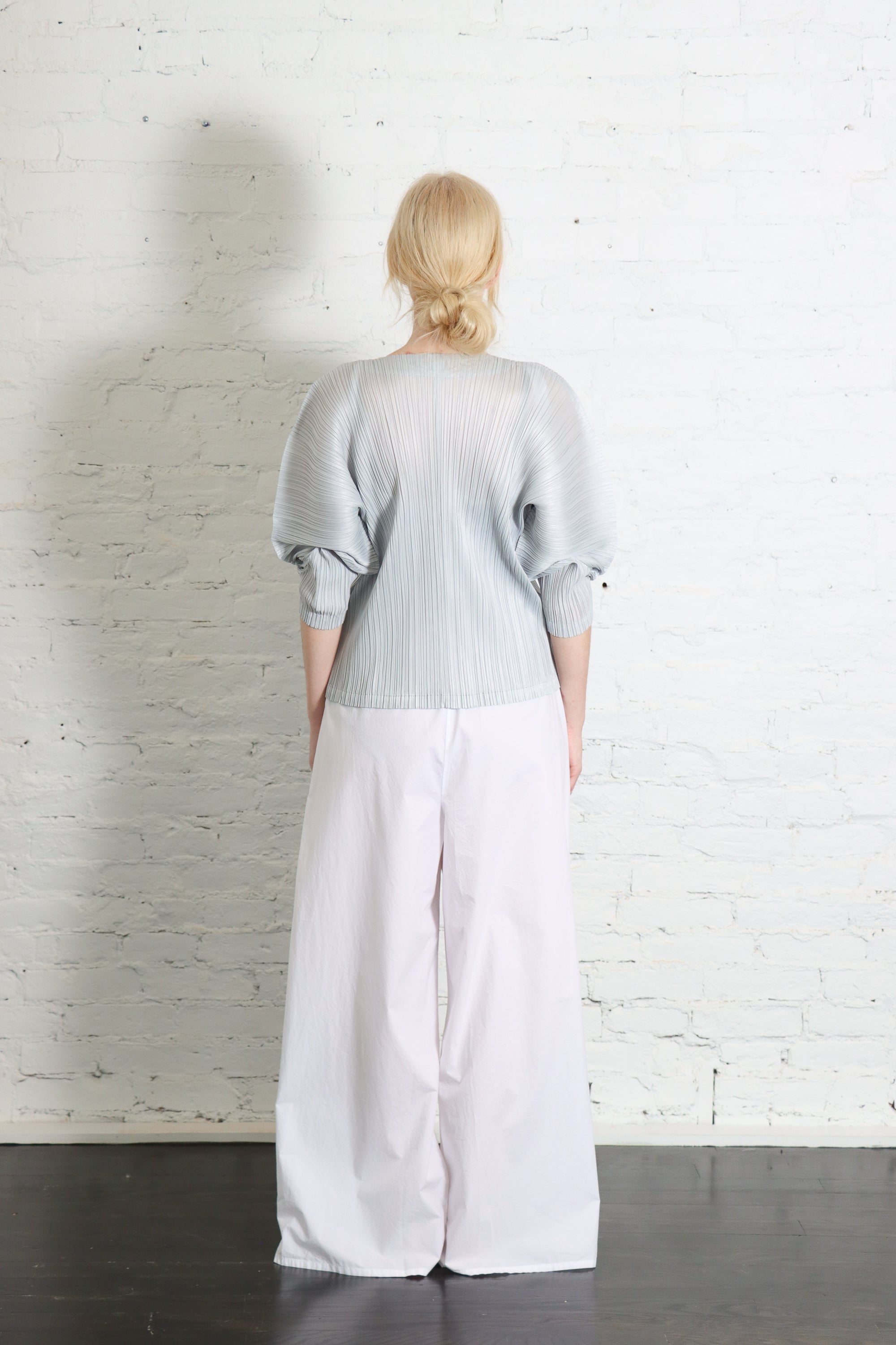 April Monthly Colors Zip-up Cardigan in Cool Gray by Pleats Please Iss