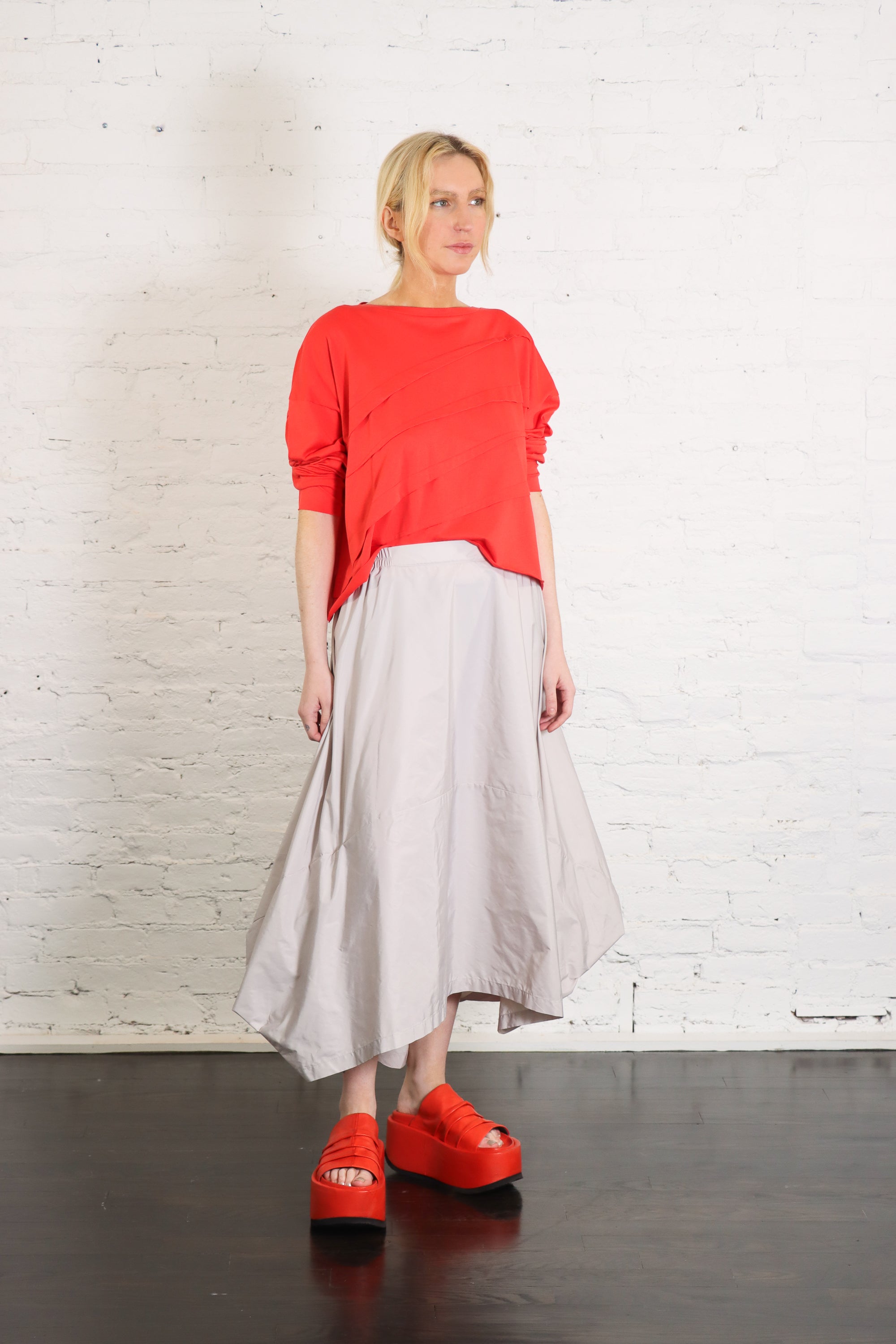 Architectural Nylon Skirt in Putty by Planet-Planet-Idlewild-Cincinnati
