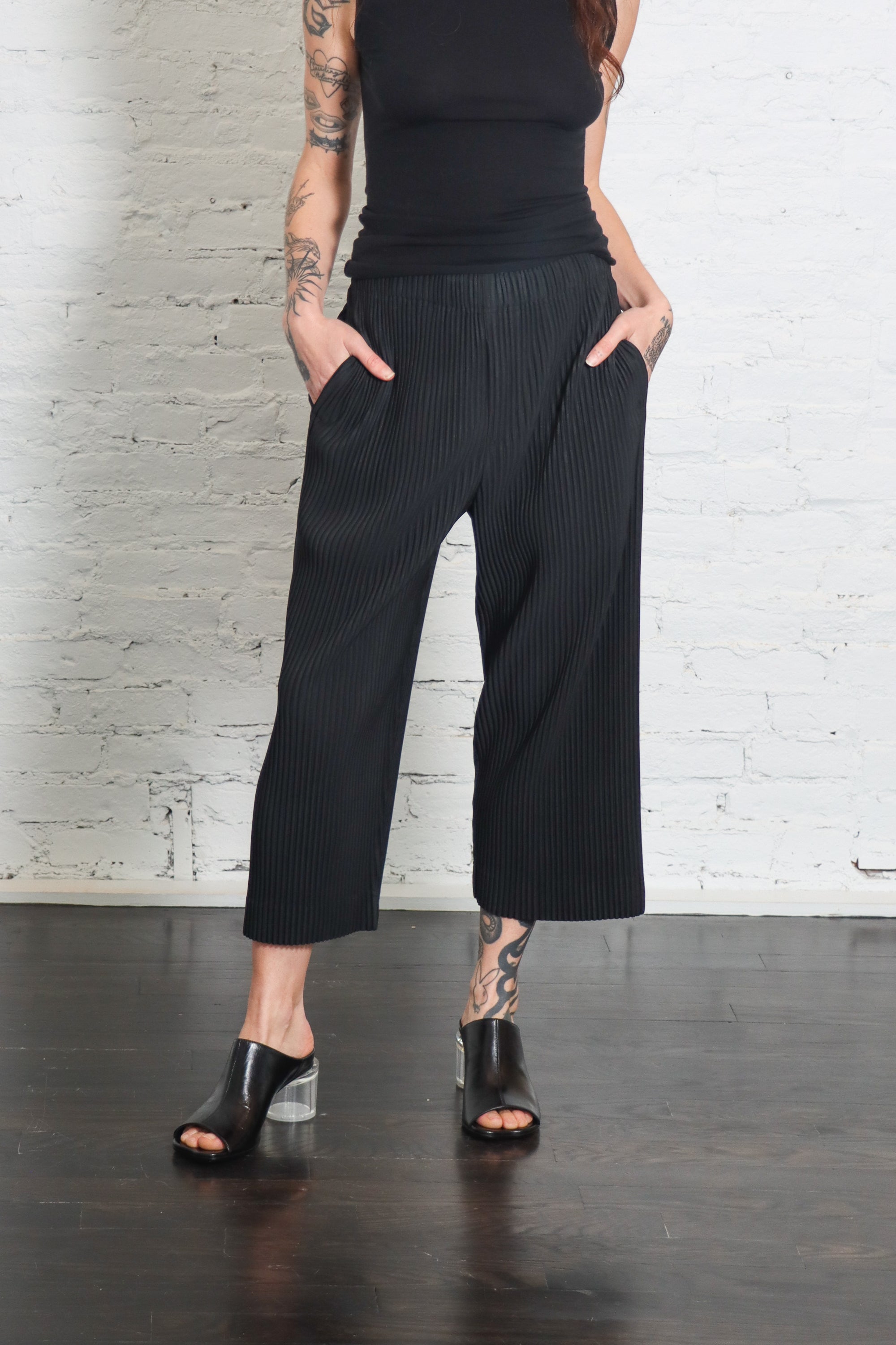 August Monthly Colors Pants in Black by Homme Plissé Issey Miyake
