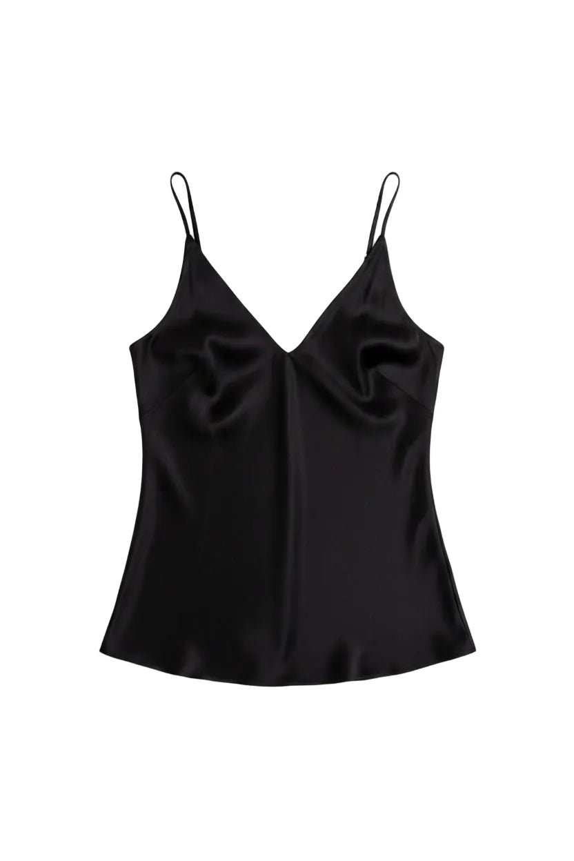 Silk Slip Camisole in Black by Calle Evans