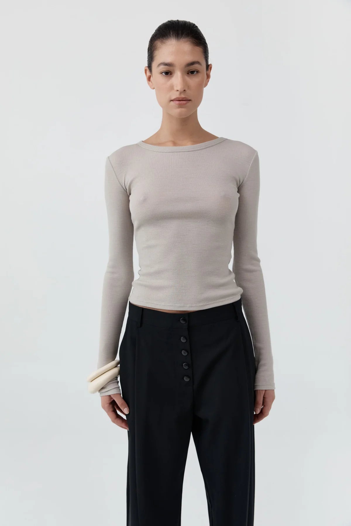Baby Wool Long Sleeve Top in Soft Ash by St. Agni-St. Agni-Idlewild-Cincinnati
