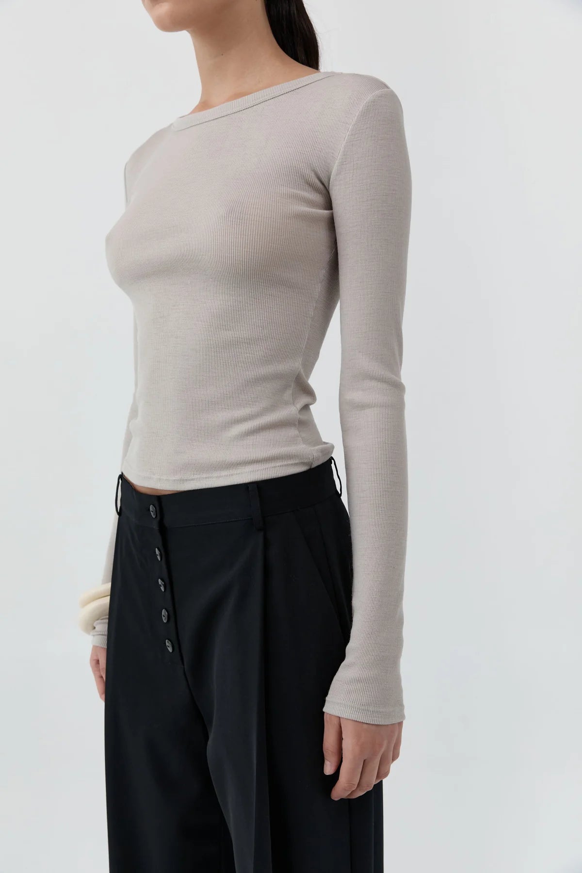 Baby Wool Long Sleeve Top in Soft Ash by St. Agni-St. Agni-Idlewild-Cincinnati