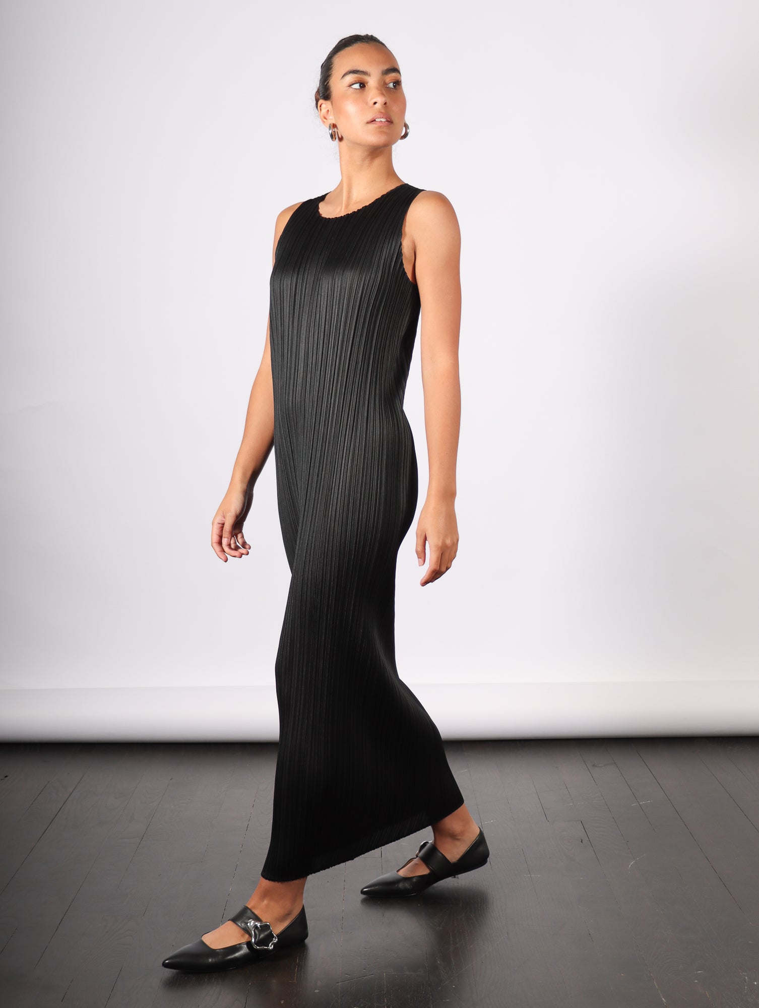 open lace back dress Basics Dress in Black by Pleats Please Issey Miyake – Idlewild