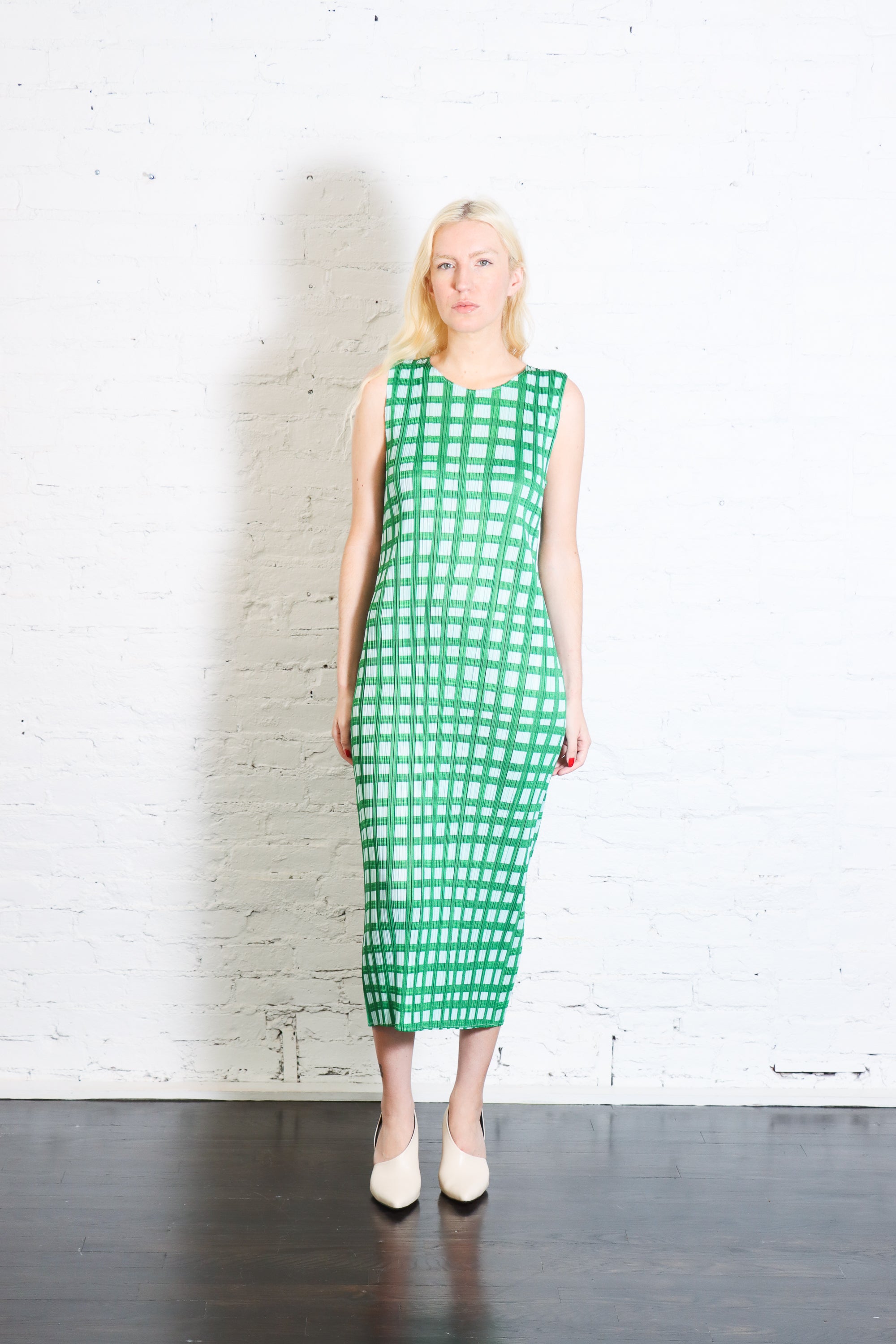 Basket Dress in Green by Pleats Please Issey Miyake-Pleats Please Issey Miyake-Idlewild-Cincinnati