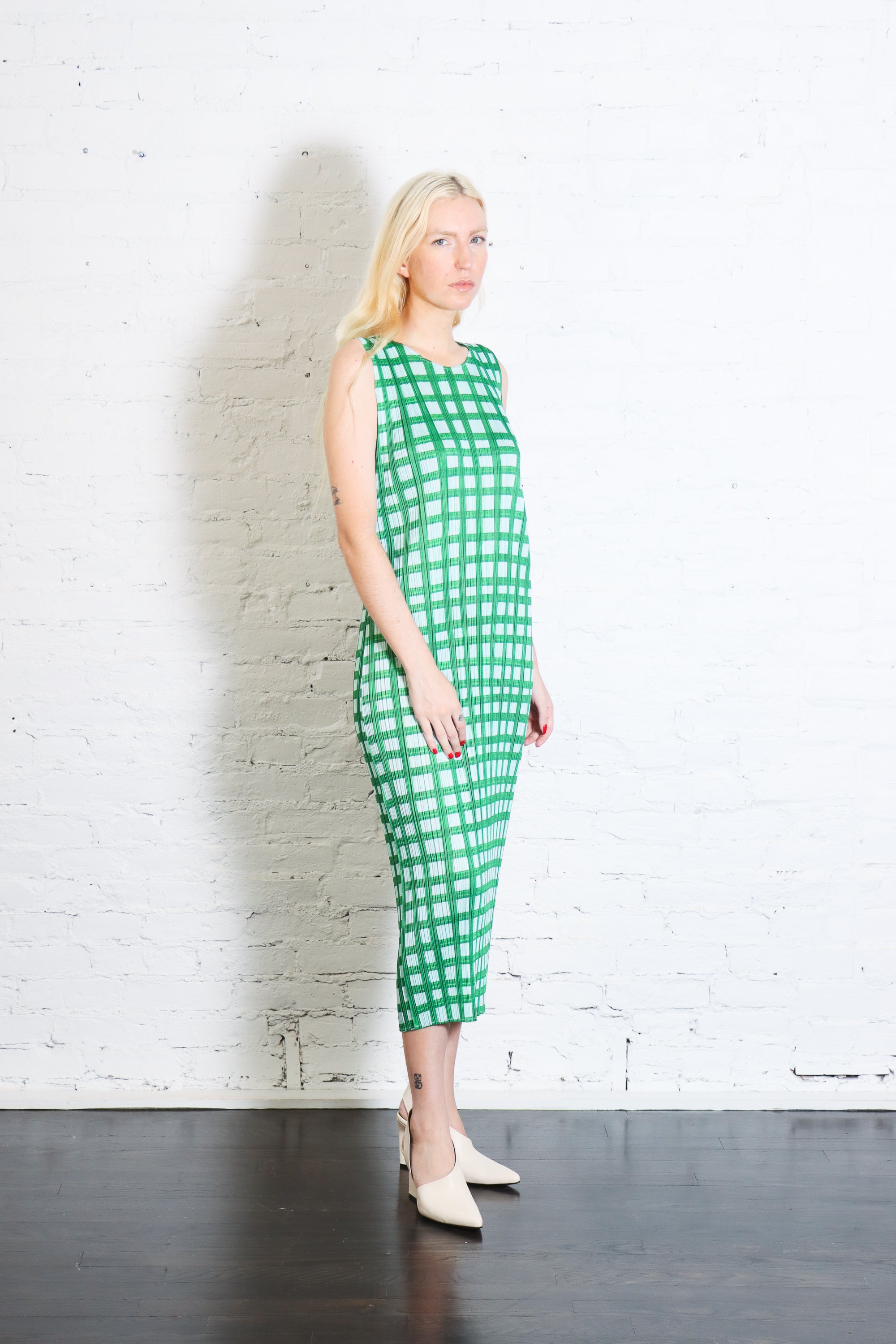 Basket Dress in Green by Pleats Please Issey Miyake-Pleats Please Issey Miyake-Idlewild-Cincinnati