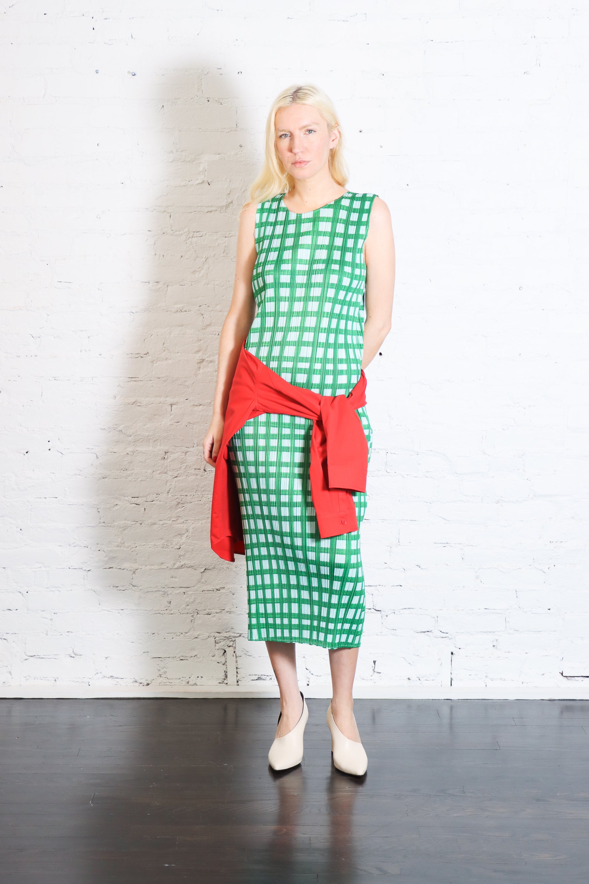 Basket Dress in Green by Pleats Please Issey Miyake-Pleats Please Issey Miyake-Idlewild-Cincinnati