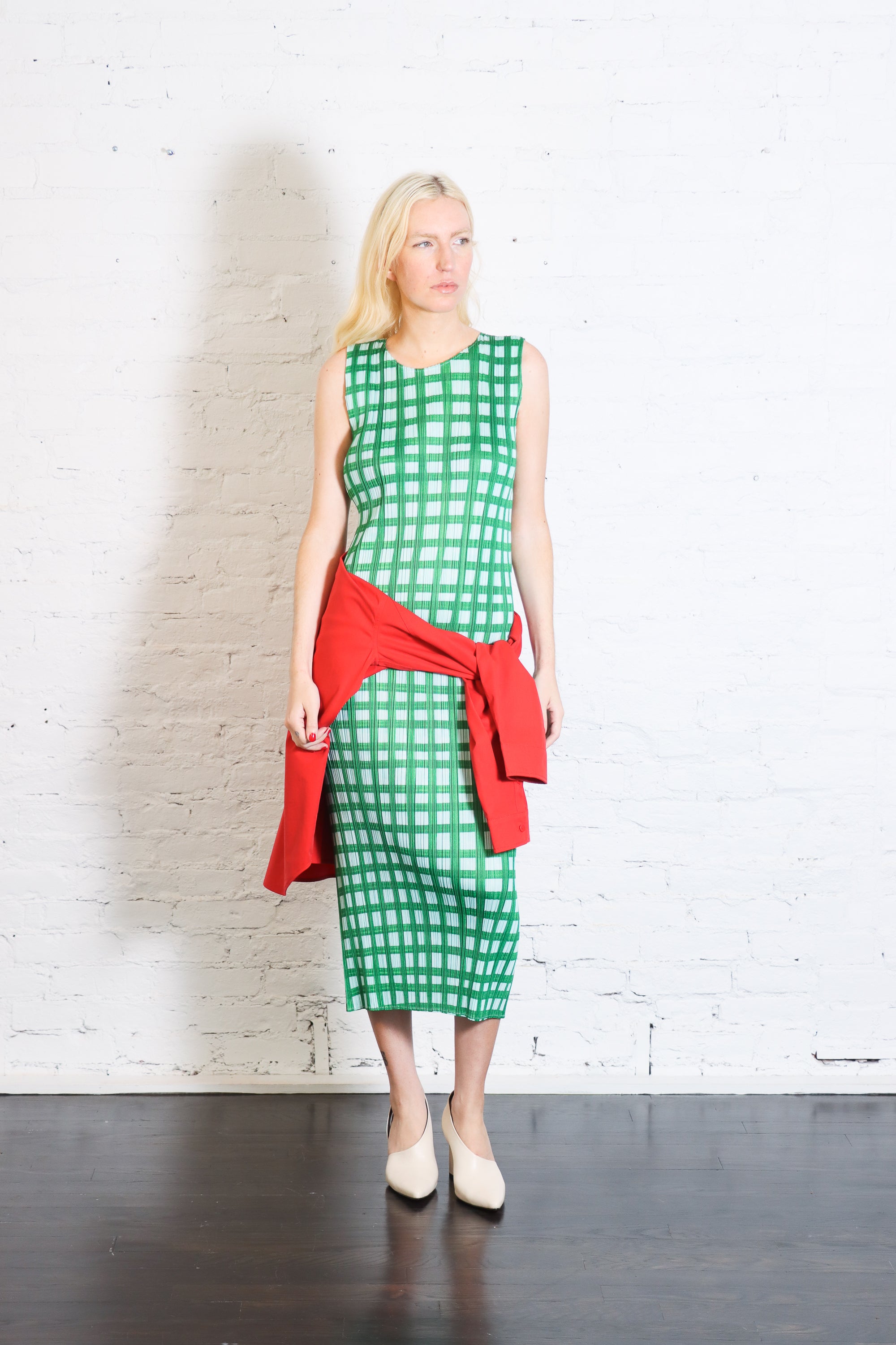 Basket Dress in Green by Pleats Please Issey Miyake-Pleats Please Issey Miyake-Idlewild-Cincinnati