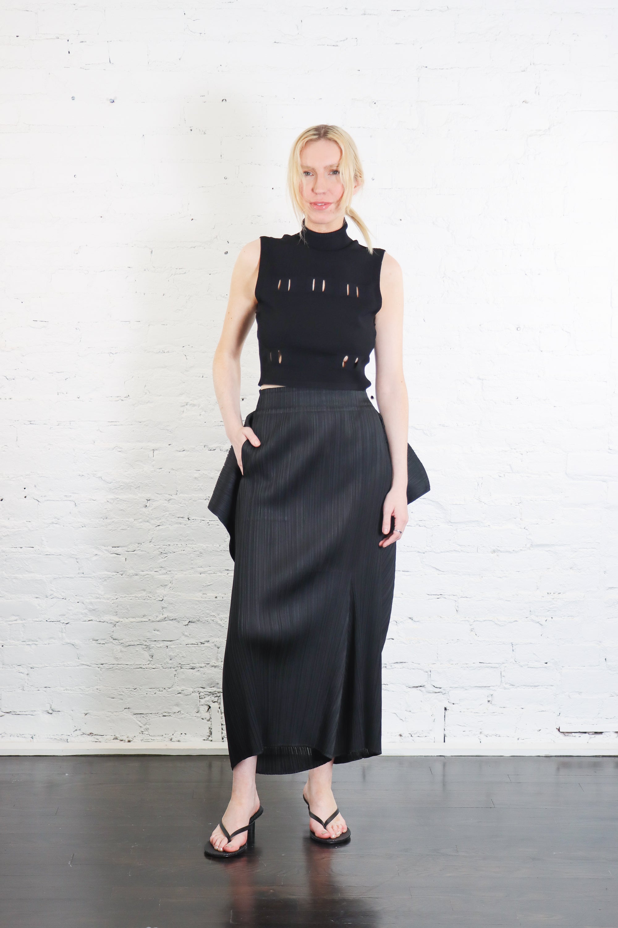 Belt Loop Knit Vest in Black by Issey Miyake-Issey Miyake-Idlewild-Cincinnati
