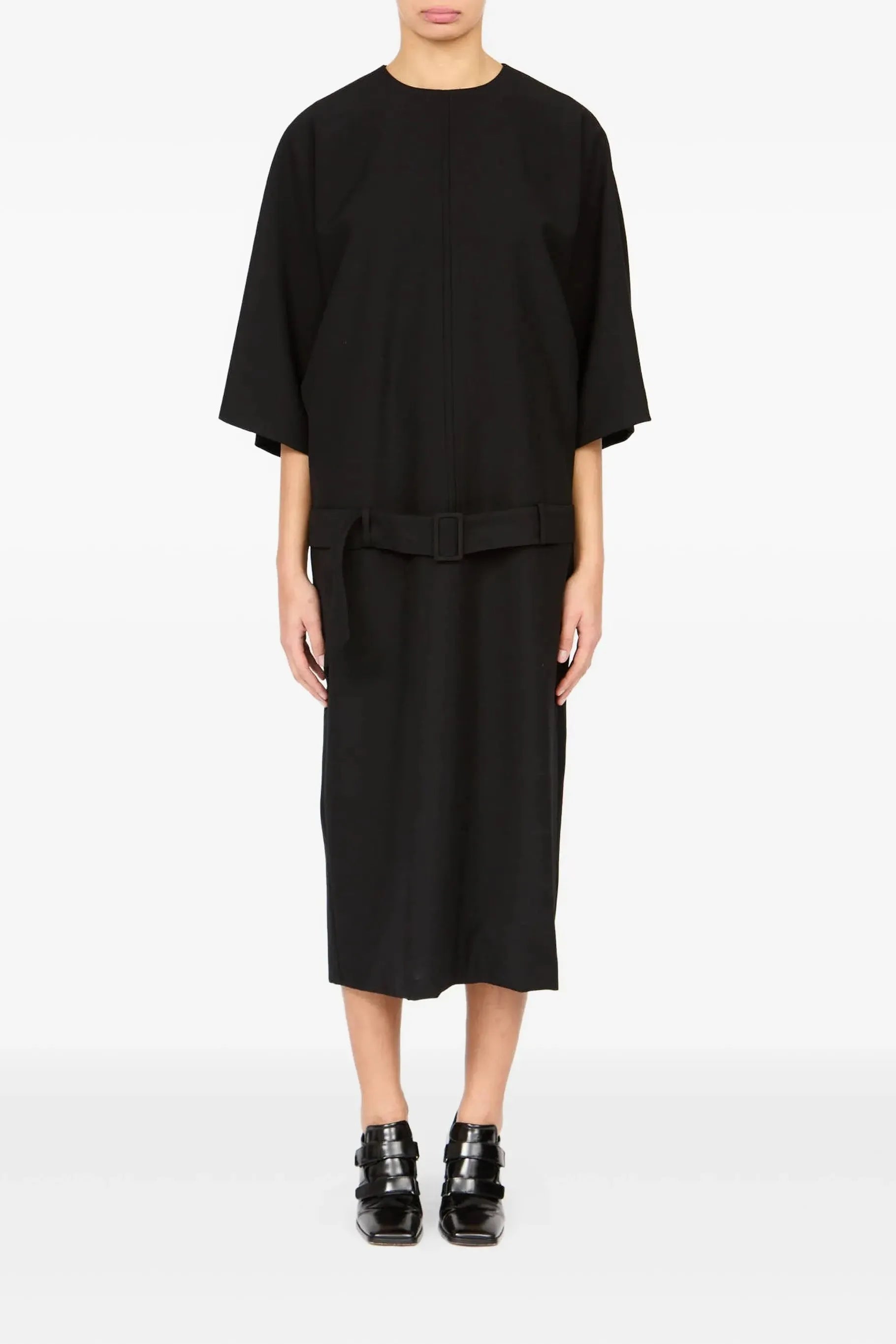 Belted Dropwaist Dress in Black by MM6 Maison Margiela-Dresses-MM6-Idlewild