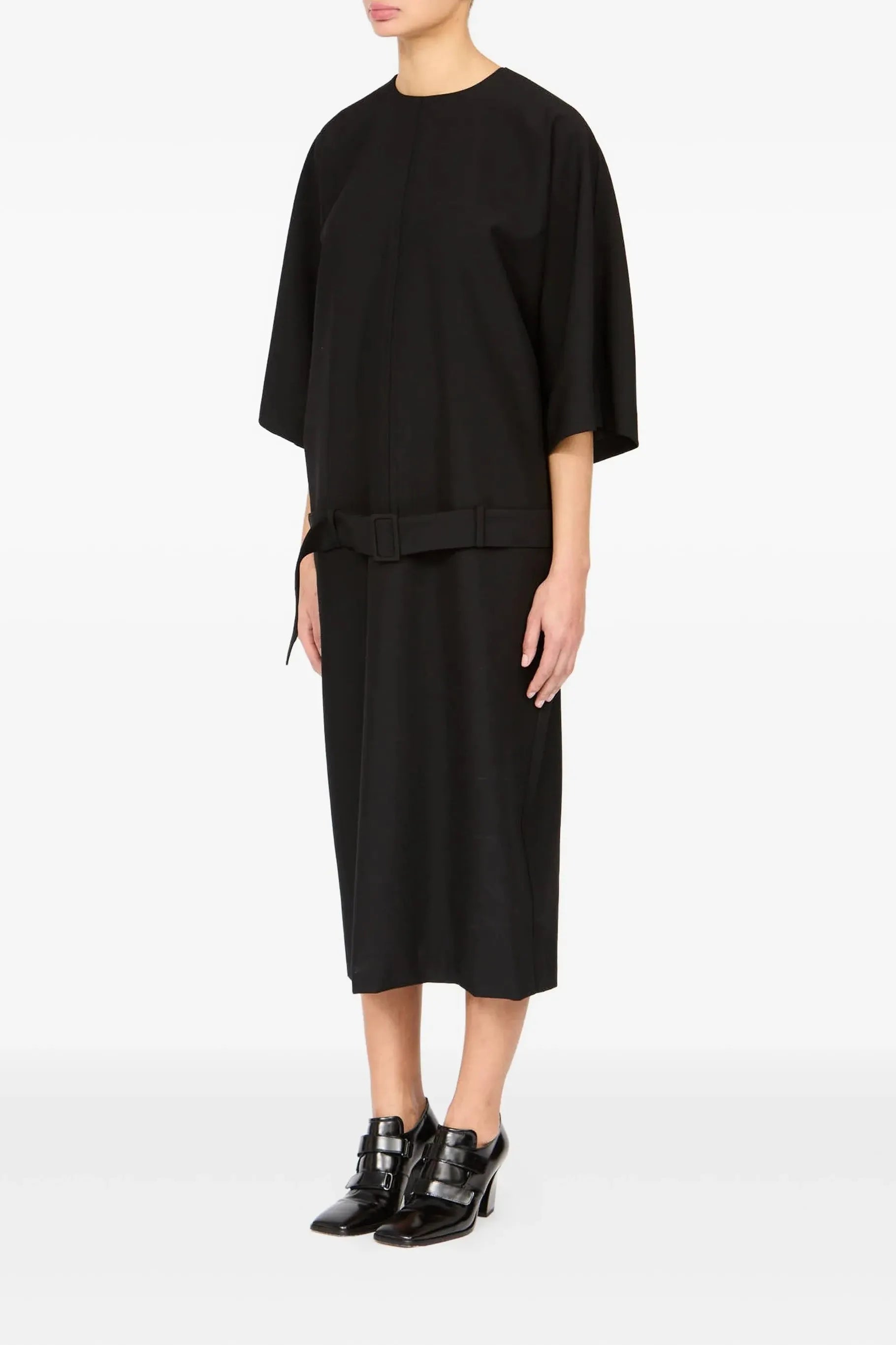 Belted Dropwaist Dress in Black by MM6 Maison Margiela-Dresses-MM6-Idlewild