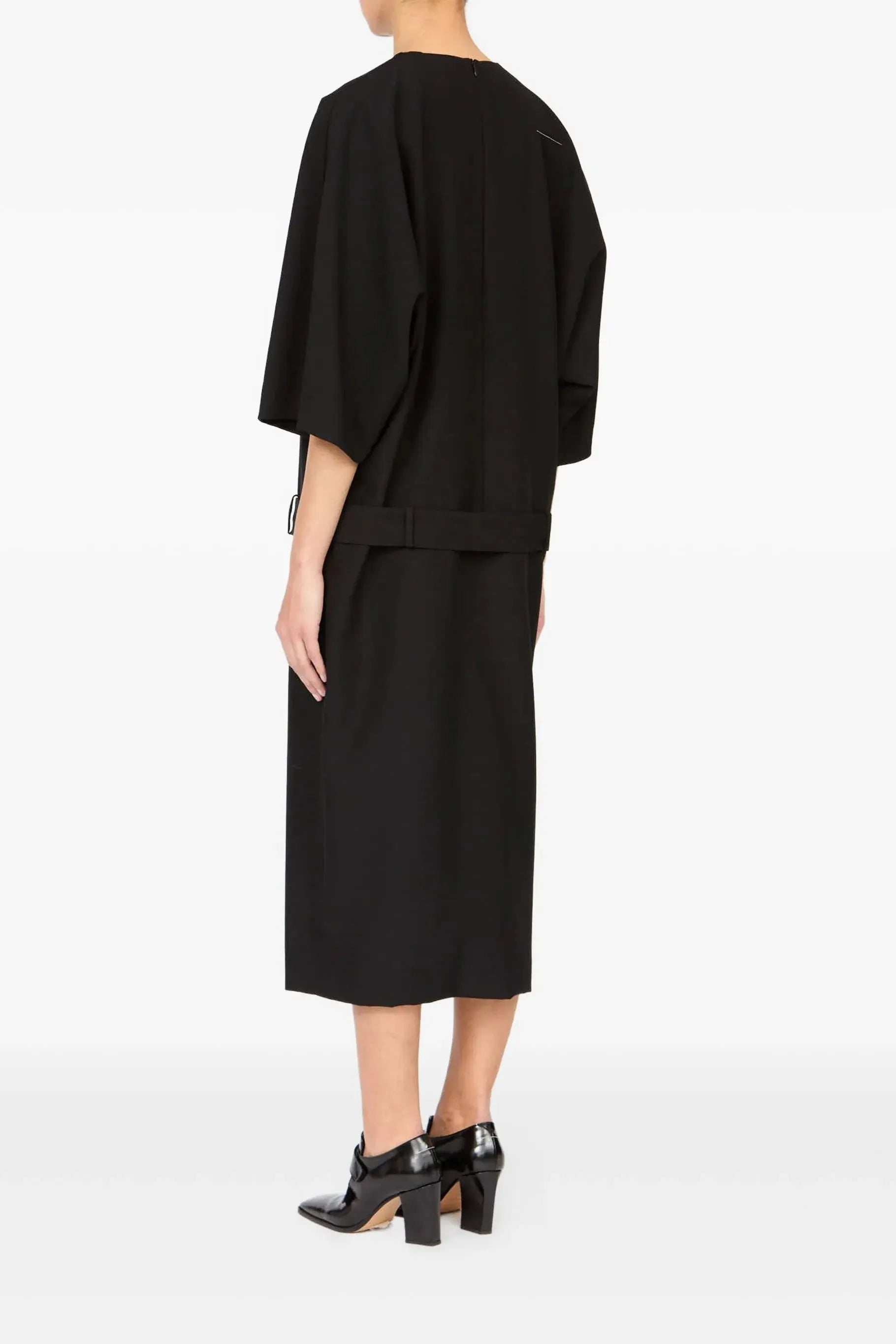 Belted Dropwaist Dress in Black by MM6 Maison Margiela-Dresses-MM6-Idlewild