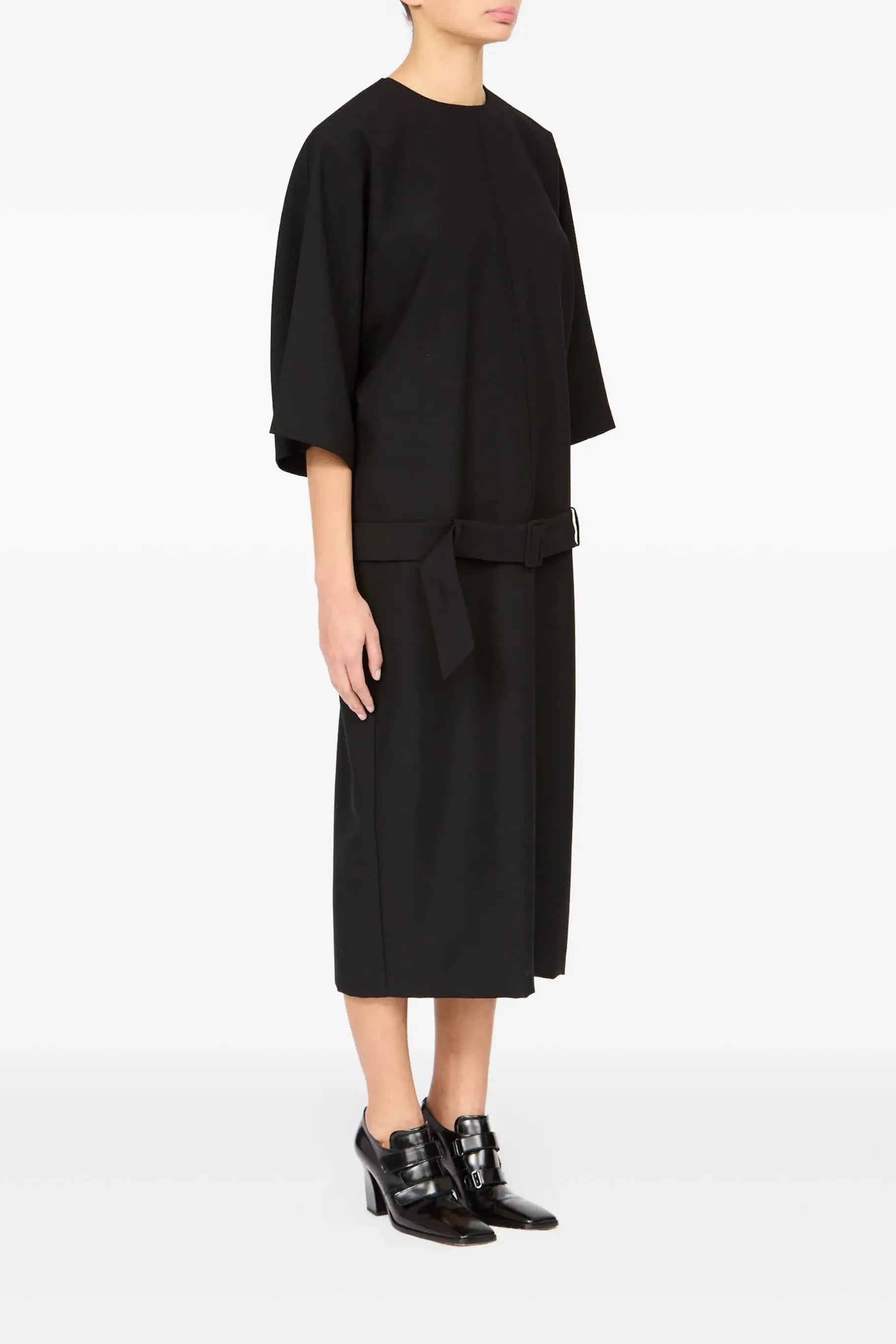 Belted Dropwaist Dress in Black by MM6 Maison Margiela-Dresses-MM6-Idlewild