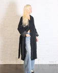 Belted Loose Coat in Black Velvet by Album Di Famiglia-Album Di Famiglia-Idlewild-Cincinnati