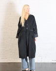 Belted Loose Coat in Black Velvet by Album Di Famiglia-Album Di Famiglia-Idlewild-Cincinnati