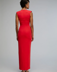 Biarritz Sculpted Shoulder Maxi Dress in Red Hot by KAPHILL-Kaphill-Idlewild
