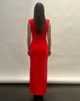 Biarritz Sculpted Shoulder Maxi Dress in Red Hot by KAPHILL-Kaphill-Idlewild