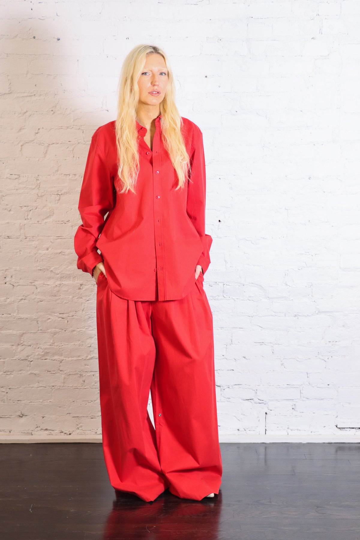 Bio Twill Easy Shirt in Red by Tibi-Tibi-Idlewild-Cincinnati