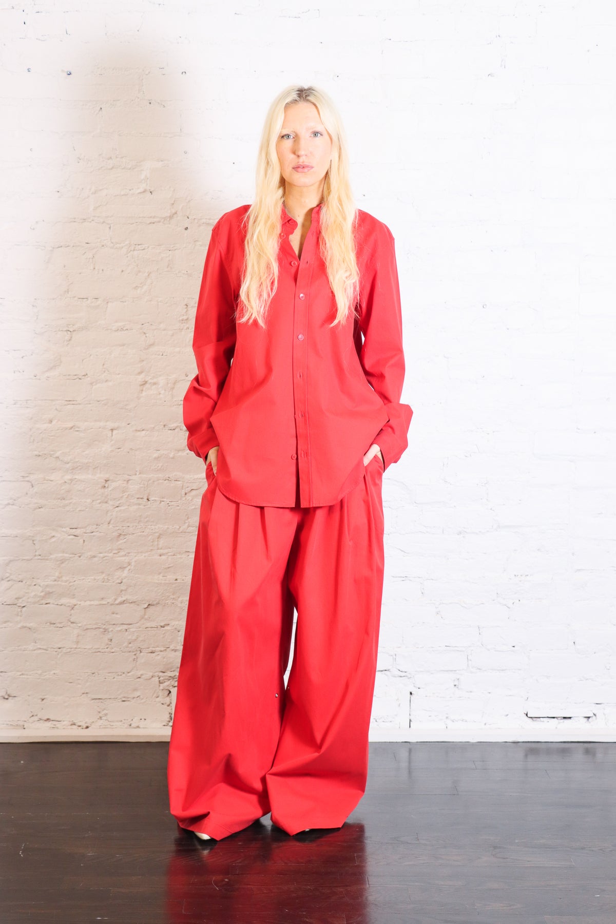 Bio Twill Easy Shirt in Red by Tibi-Tibi-Idlewild-Cincinnati