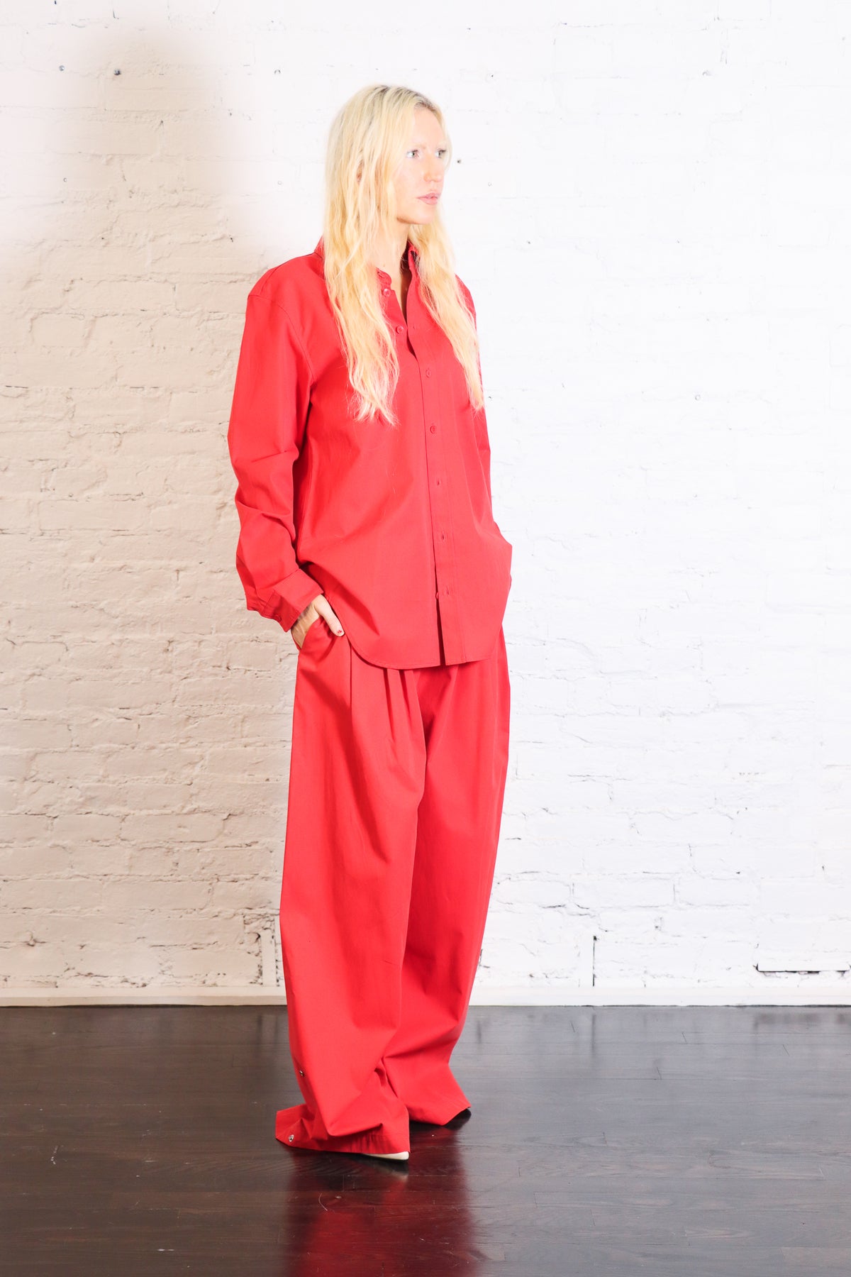 Bio Twill Easy Shirt in Red by Tibi-Tibi-Idlewild-Cincinnati