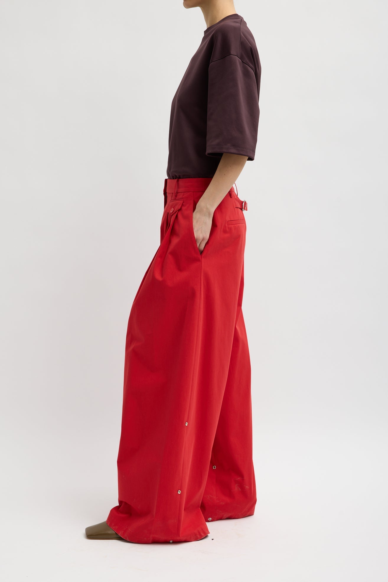 Bio Twill Triple Pleat Pant in Red by Tibi-Tibi-Idlewild-Cincinnati