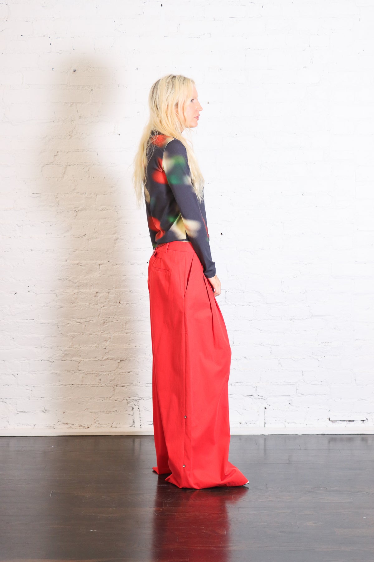 Bio Twill Triple Pleat Pant in Red by Tibi-Tibi-Idlewild-Cincinnati