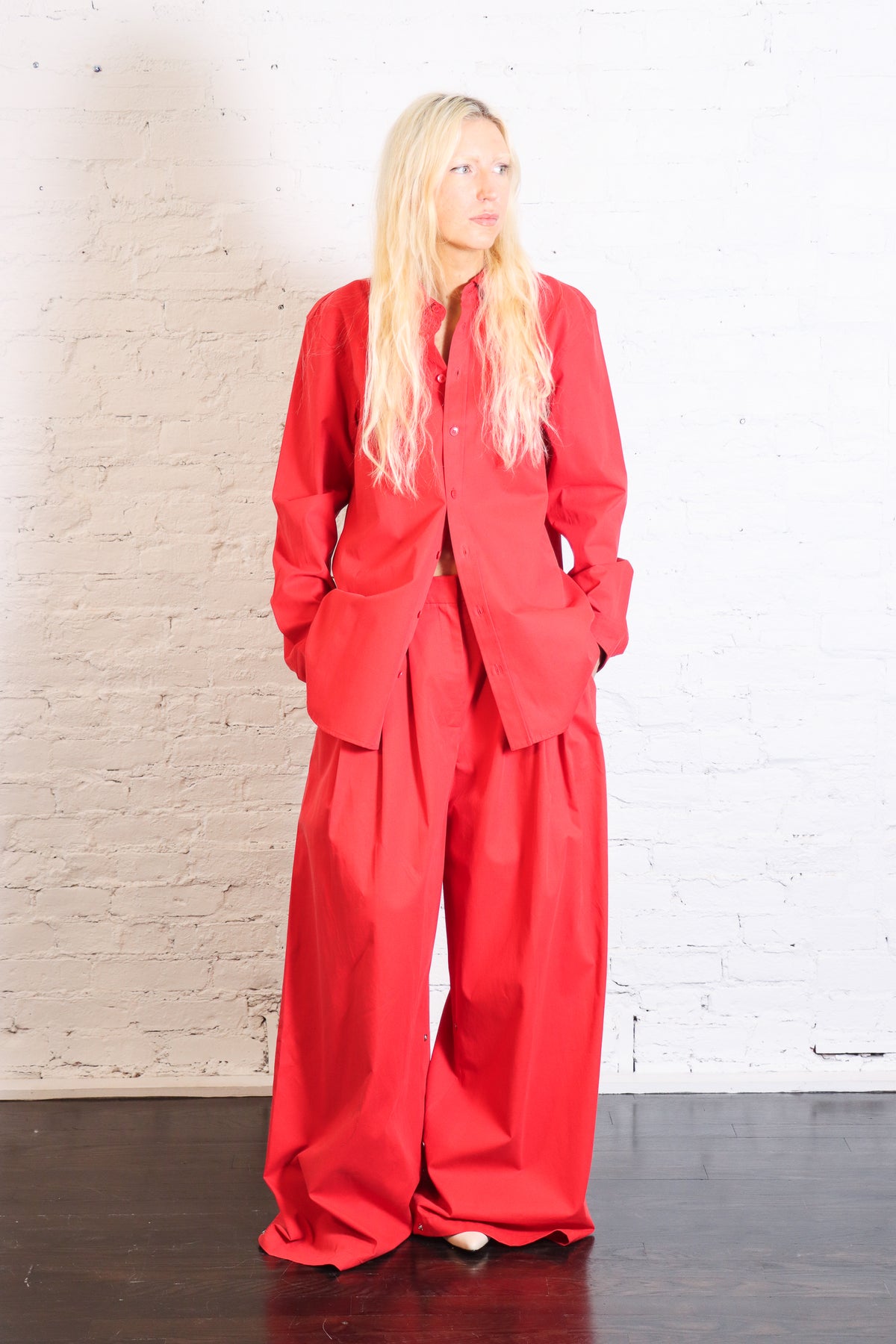 Bio Twill Triple Pleat Pant in Red by Tibi-Tibi-Idlewild-Cincinnati