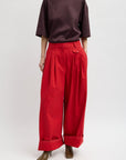 Bio Twill Triple Pleat Pant in Red by Tibi-Tibi-Idlewild-Cincinnati